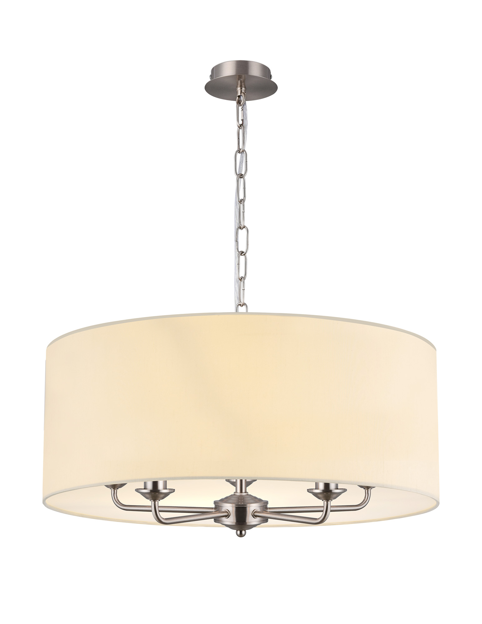 DK0672  Banyan 60cm 5 Light Pendant Satin Nickel, Ivory Pearl